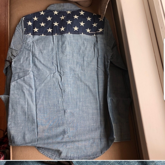 Women's Commander Life Snap Down Blue Denim Star Western Jean Shirt - Picture 7 of 16